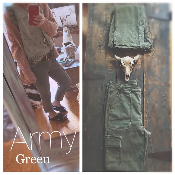 Caro Pants Army Green Raw Hem - Picture 6 of 16